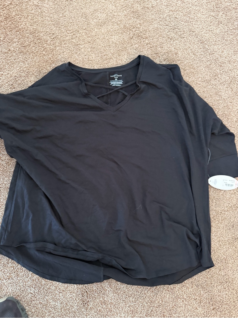 jcpenney Black Crisscross V-Neck Tunic Top